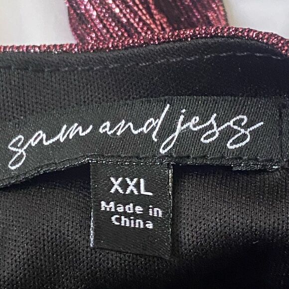 NWT Nordstrom Short Sleeve Pink Metallic Blouse with tie behind Neck. Size XXL - Picture 7 of 8